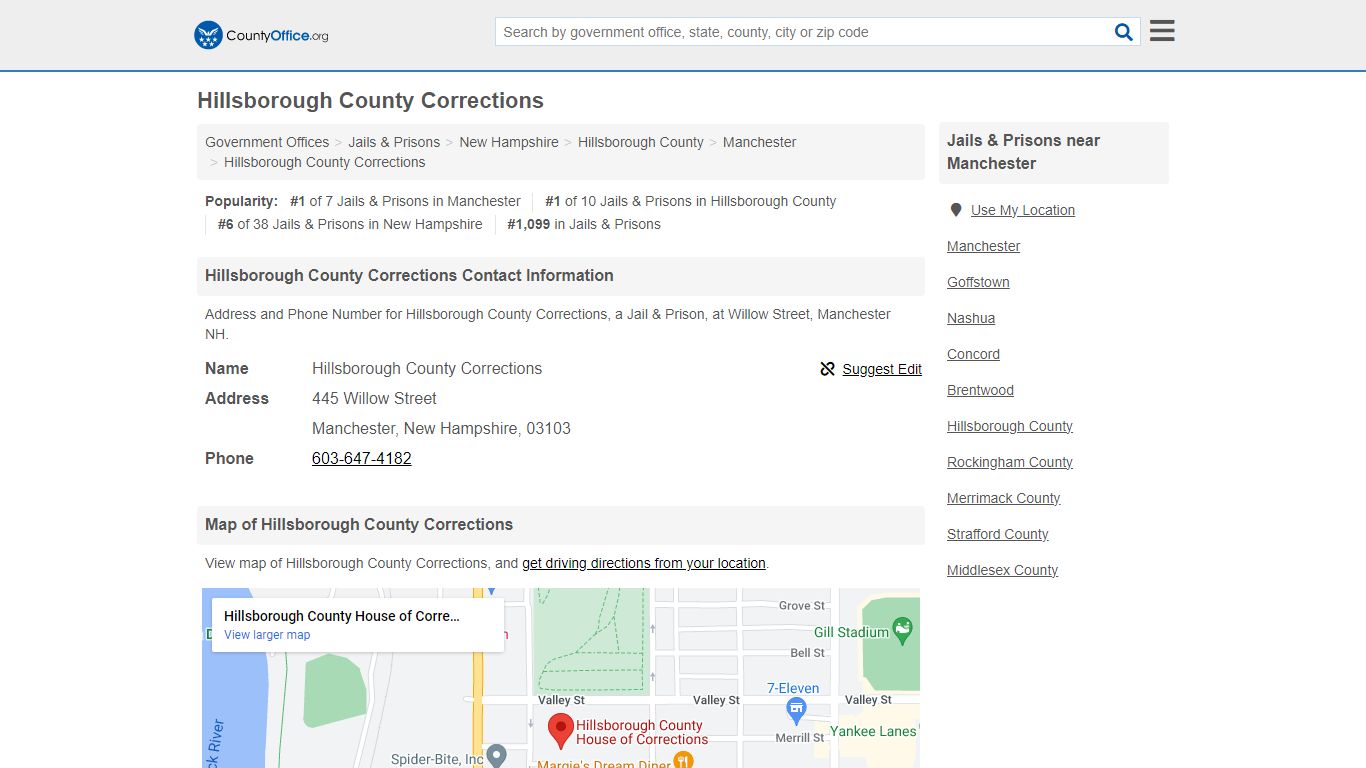 Hillsborough County Corrections - Manchester, NH (Address and Phone)